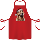 Christmas Golden Retriever Tartan Xmas Hat Dog Cotton Apron 100% Organic Red