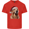 Christmas Golden Retriever Tartan Xmas Hat Dog Kids T-Shirt Childrens Red