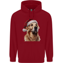 Christmas Golden Retriever Tartan Xmas Hat Dog Mens 80% Cotton Hoodie Red