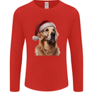 Christmas Golden Retriever Tartan Xmas Hat Dog Mens Long Sleeve T-Shirt Red