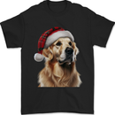 Christmas Golden Retriever Tartan Xmas Hat Dog Mens T-Shirt 100% Cotton Black