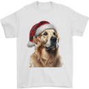 Christmas Golden Retriever Tartan Xmas Hat Dog Mens T-Shirt 100% Cotton White