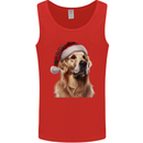 Christmas Golden Retriever Tartan Xmas Hat Dog Mens Vest Tank Top Red