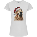 Christmas Golden Retriever Tartan Xmas Hat Dog Womens Petite Cut T-Shirt White