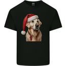 Christmas Golden Retriever Xmas Hat Dog Mens Cotton T-Shirt Tee Top Black