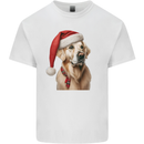 Christmas Golden Retriever Xmas Hat Dog Mens Cotton T-Shirt Tee Top White