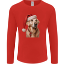 Christmas Golden Retriever Xmas Hat Dog Mens Long Sleeve T-Shirt Red