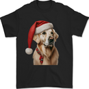 Christmas Golden Retriever Xmas Hat Dog Mens T-Shirt 100% Cotton Black