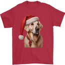 Christmas Golden Retriever Xmas Hat Dog Mens T-Shirt 100% Cotton Red