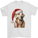 Christmas Golden Retriever Xmas Hat Dog Mens T-Shirt 100% Cotton White