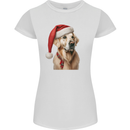 Christmas Golden Retriever Xmas Hat Dog Womens Petite Cut T-Shirt White