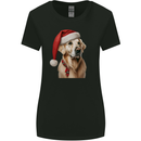 Christmas Golden Retriever Xmas Hat Dog Womens Wider Cut T-Shirt Black