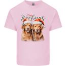 Christmas Golden Retrievers Dogs Xmas Kids T-Shirt Childrens Light Pink