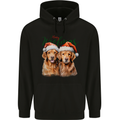Christmas Golden Retrievers Dogs Xmas Mens 80% Cotton Hoodie Black