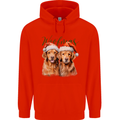 Christmas Golden Retrievers Dogs Xmas Mens 80% Cotton Hoodie Bright Red