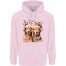 Christmas Golden Retrievers Dogs Xmas Mens 80% Cotton Hoodie Light Pink