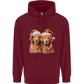 Christmas Golden Retrievers Dogs Xmas Mens 80% Cotton Hoodie Maroon