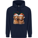 Christmas Golden Retrievers Dogs Xmas Mens 80% Cotton Hoodie Navy Blue