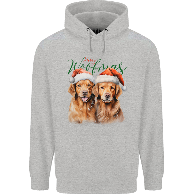 Christmas Golden Retrievers Dogs Xmas Mens 80% Cotton Hoodie Sports Grey