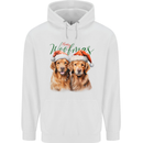 Christmas Golden Retrievers Dogs Xmas Mens 80% Cotton Hoodie White
