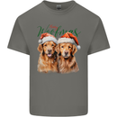 Christmas Golden Retrievers Dogs Xmas Mens Cotton T-Shirt Tee Top Charcoal