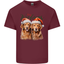 Christmas Golden Retrievers Dogs Xmas Mens Cotton T-Shirt Tee Top Maroon