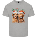 Christmas Golden Retrievers Dogs Xmas Mens Cotton T-Shirt Tee Top Sports Grey
