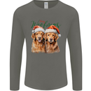Christmas Golden Retrievers Dogs Xmas Mens Long Sleeve T-Shirt Charcoal