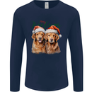 Christmas Golden Retrievers Dogs Xmas Mens Long Sleeve T-Shirt Navy Blue