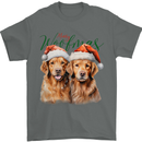 Christmas Golden Retrievers Dogs Xmas Mens T-Shirt 100% Cotton Charcoal