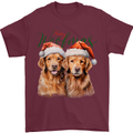 Christmas Golden Retrievers Dogs Xmas Mens T-Shirt 100% Cotton Maroon