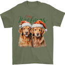 Christmas Golden Retrievers Dogs Xmas Mens T-Shirt 100% Cotton Military Green