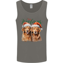 Christmas Golden Retrievers Dogs Xmas Mens Vest Tank Top Charcoal