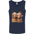 Christmas Golden Retrievers Dogs Xmas Mens Vest Tank Top Navy Blue