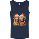 Christmas Golden Retrievers Dogs Xmas Mens Vest Tank Top Navy Blue