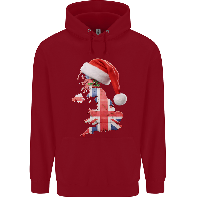 Christmas Great Britain UK Union Jack Flag Xmas Childrens Kids Hoodie Red