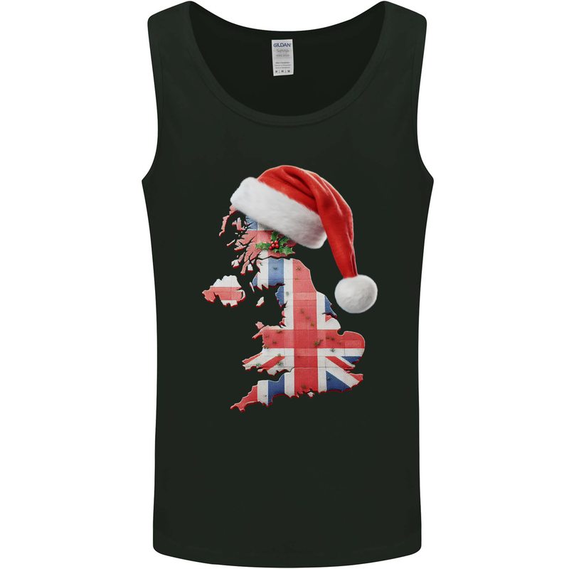 Christmas Great Britain UK Union Jack Flag Xmas Mens Vest Tank Top Black