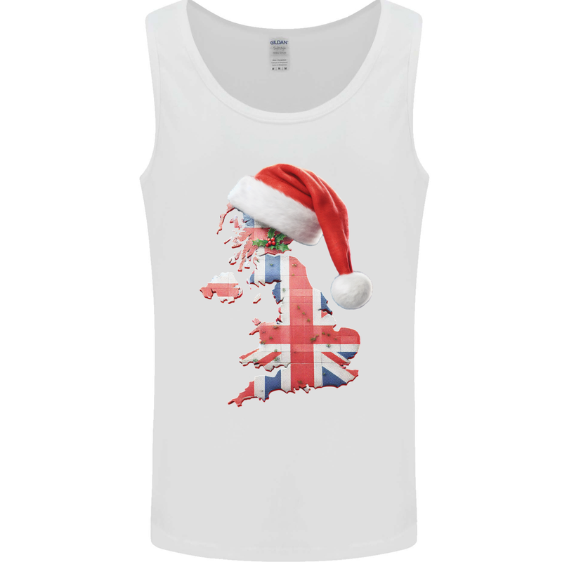 Christmas Great Britain UK Union Jack Flag Xmas Mens Vest Tank Top White
