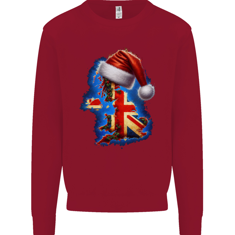 Christmas Great Britain UK Union Jack Xmas Flag Mens Sweatshirt Jumper Red