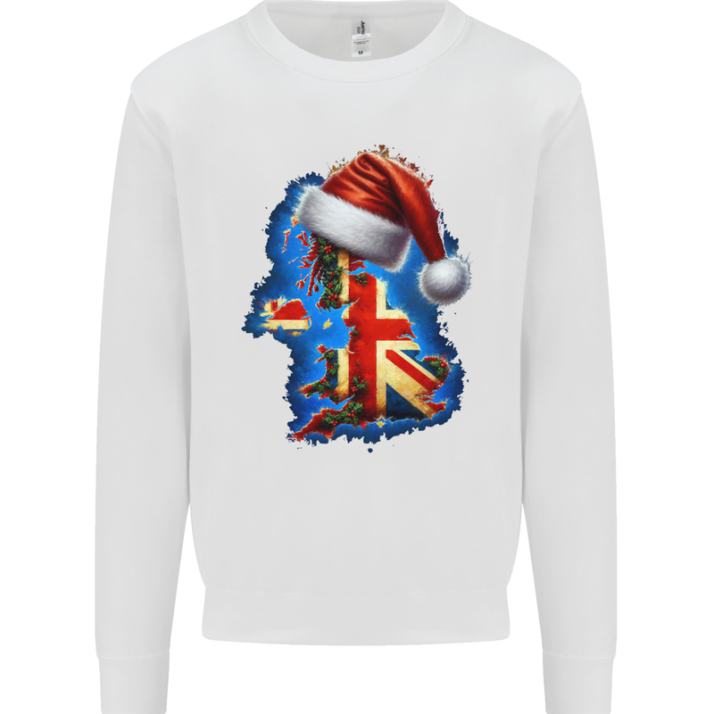 Christmas Great Britain UK Union Jack Xmas Flag Mens Sweatshirt Jumper White