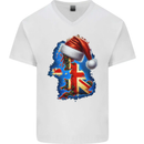 Christmas Great Britain UK Union Jack Xmas Flag Mens V-Neck Cotton T-Shirt White
