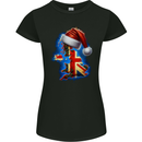 Christmas Great Britain UK Union Jack Xmas Flag Womens Petite Cut T-Shirt Black