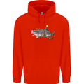 Christmas Great White Shark Xmas Mens 80% Cotton Hoodie Bright Red