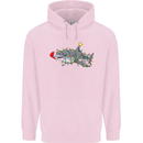 Christmas Great White Shark Xmas Mens 80% Cotton Hoodie Light Pink