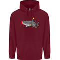 Christmas Great White Shark Xmas Mens 80% Cotton Hoodie Maroon