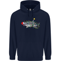 Christmas Great White Shark Xmas Mens 80% Cotton Hoodie Navy Blue