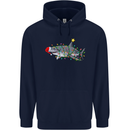 Christmas Great White Shark Xmas Mens 80% Cotton Hoodie Navy Blue