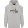 Christmas Great White Shark Xmas Mens 80% Cotton Hoodie Sports Grey