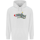 Christmas Great White Shark Xmas Mens 80% Cotton Hoodie White