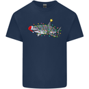 Christmas Great White Shark Xmas Mens Cotton T-Shirt Tee Top Navy Blue
